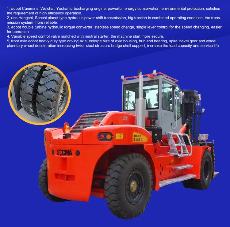 25 Ton Forklift Truck Diesel Engine 3 Stage Mast Lifting Height 8000mm