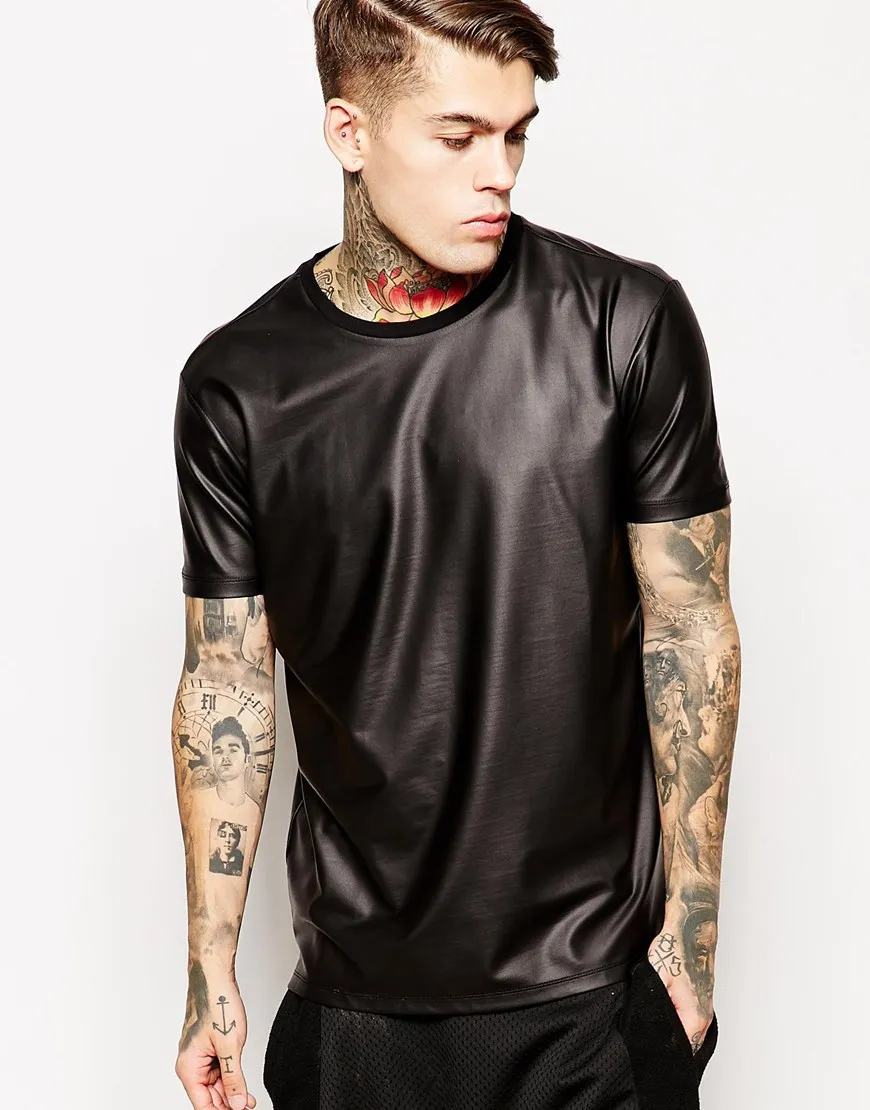 mens leather short sleeve shirt