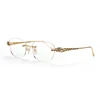 Luxury Gorgeous Eyeglasses Frames Rimless 18K Gold Diamonds Optic Reading Glasses for Unisex