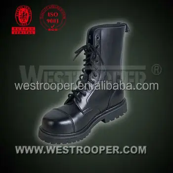 black leather steel toe military boots