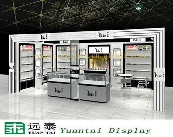 High Grade Glass Wood Perfume Display Cabinet For Cosmetic Store