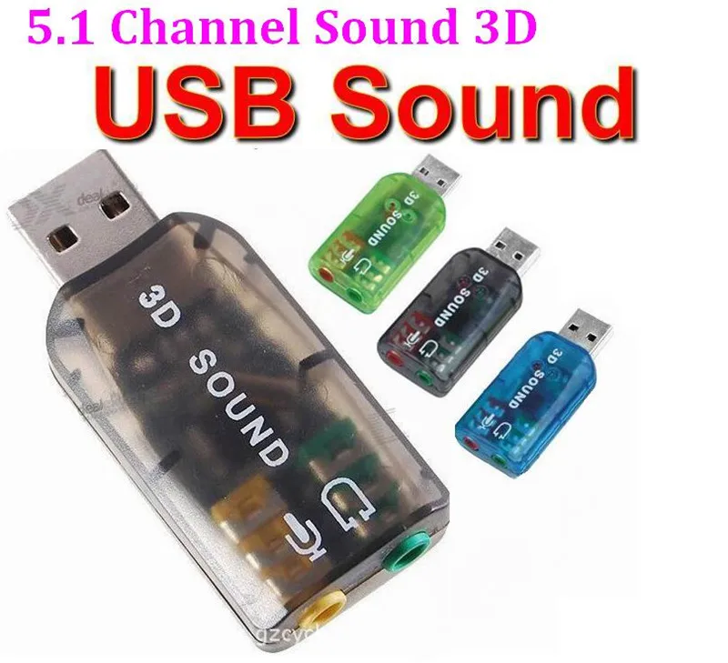 USB5.1 to 3.5mm mic headphone Jack Headset 3D Sound Card Audio Adapter JB