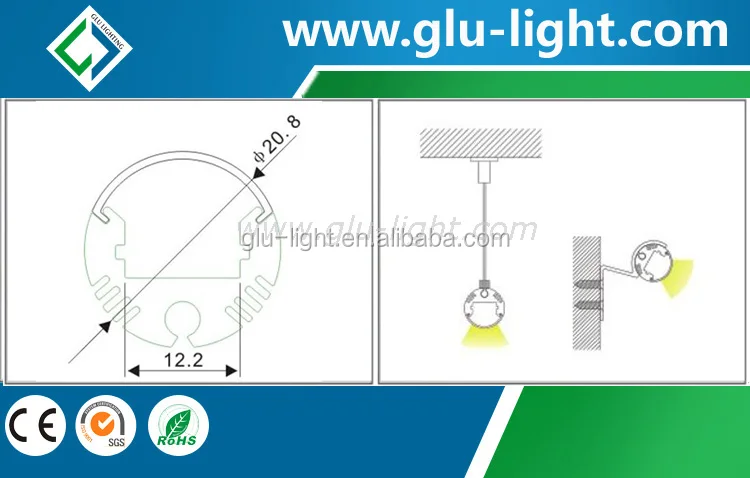 product-595-379 Anodized T5 alu Round led Pendant Light, round Aluminum Led Profile
