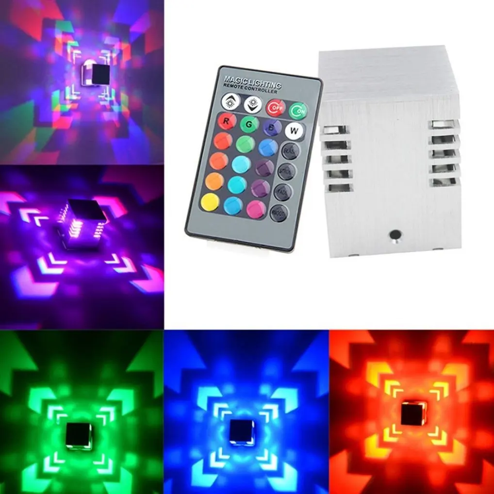 360 Degrees Hollow Cylinder LED Wall Lamp Colorful RGB Square Wall Lamp Surface Install Wall Light Indoor LED Luminaire Lighting (Silver)