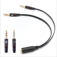 3.5mm 1 Female to 2 male Headphone Earphone Audio Cable Mic Splitter Adapter Connected Cord to Laptop PC