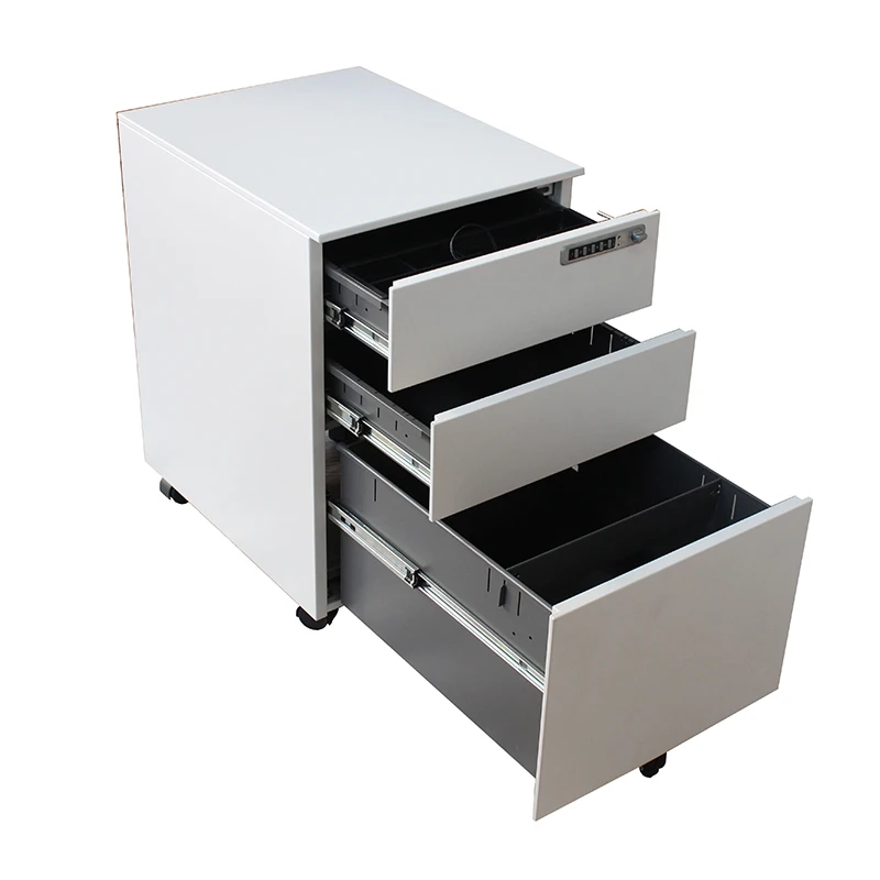 Fashion 3 Drawers Metal Mobile Pedestal File Cabinet With Lock And