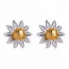 Qute Design sun flower Shape 925 Sterling Silver Stud Earrings Jewelry