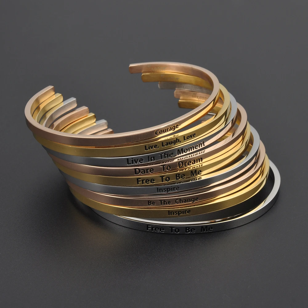 Wholesale Hot Sale Message Inspire Bangle Cuff Bracelet