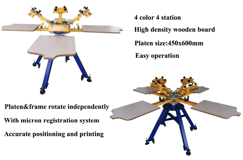 4 color 4 station rotary screen printing machine