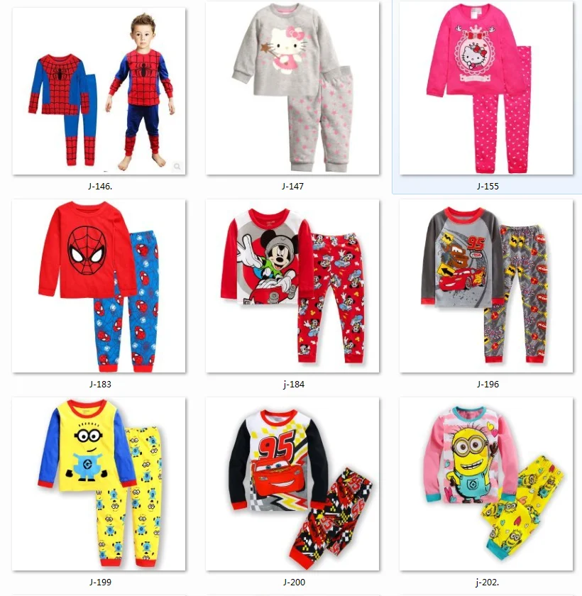 Character Kids Pajamas Set Cotton Children Pajamas Long Sleeve Children
