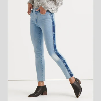 striped denim jeans womens