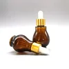 amber gourd shape cosmetic glass essential oil bottle with gourd shape essential oil bottle