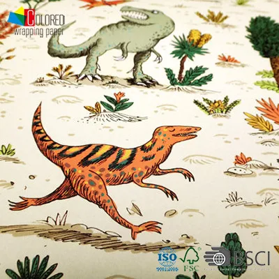 Dinosaur Printing Gift Wrapping Paper Cute Design for Children