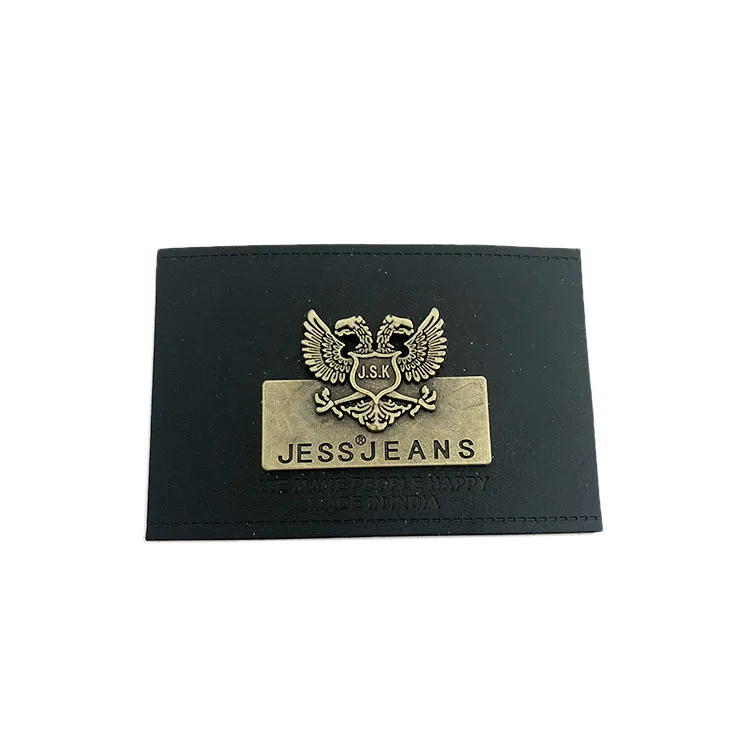Custom pu leather patch label tags for clothing 