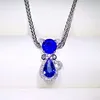 little cat jewelry design18k gold South Africa diamond 1.4ct Sri Lanka natural royal blue gemstone sapphire necklace pendant