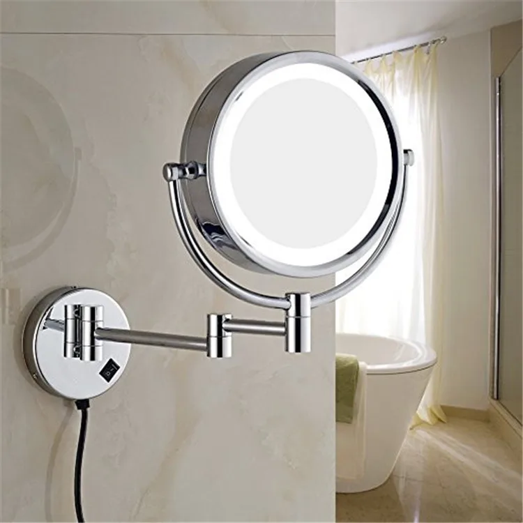 Metal Glass Double Sided Mirror Bathroom Make Up Mirror With Led Light Buy Make Up Mirror With