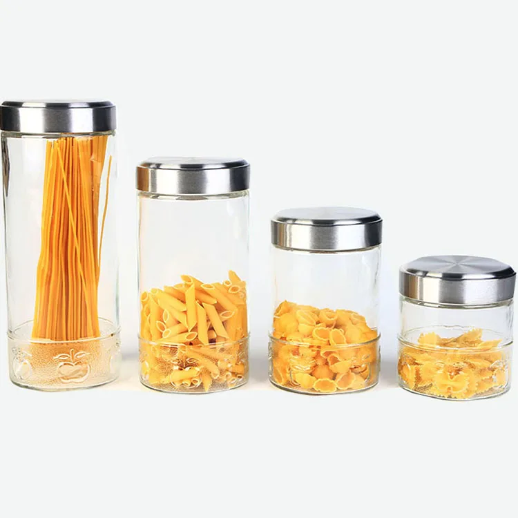 Airtight Dried Fruit And Nuts Glass Storage Jars With Plastic Lids