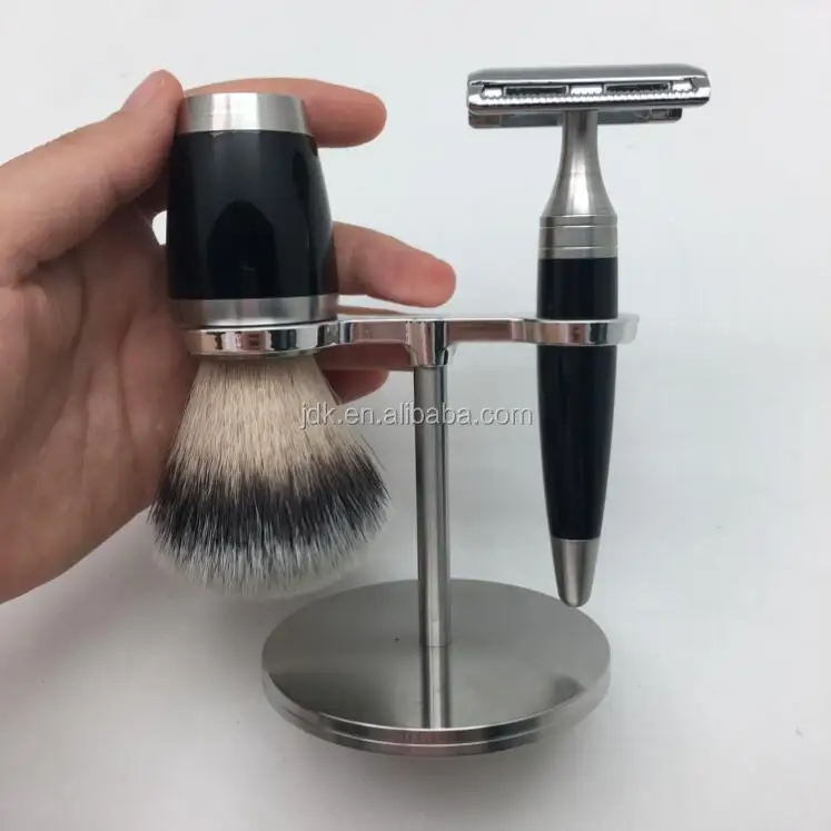 Jdk Laser Engraving Logo Shaving Kits Black Acrylic Handle Synthetic