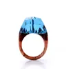 RAKOL Fantastic resin wood finger ring snow mountain micro landscape resin wood ring WRP081