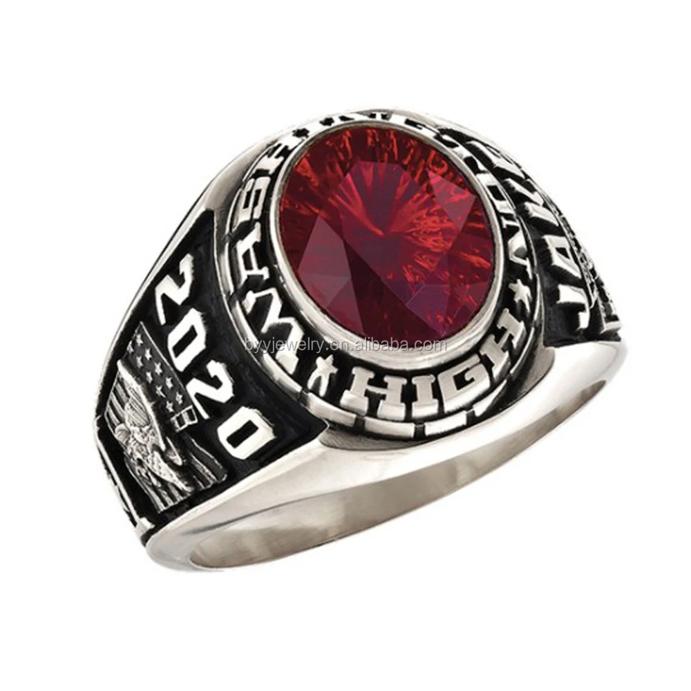 Sterling Silver Jewelry For Girls Class Ring With Ruby Setting Custom ...