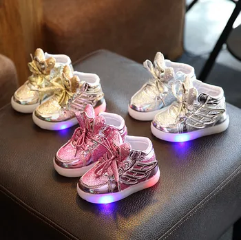 Led Kids Girls Shoes Light Up Luminous 