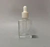hot selling 30ml rectangle clear/matte beard oil/vapor juice/e liquid glass bottle with screw Sold White Plastic Cap Dropper