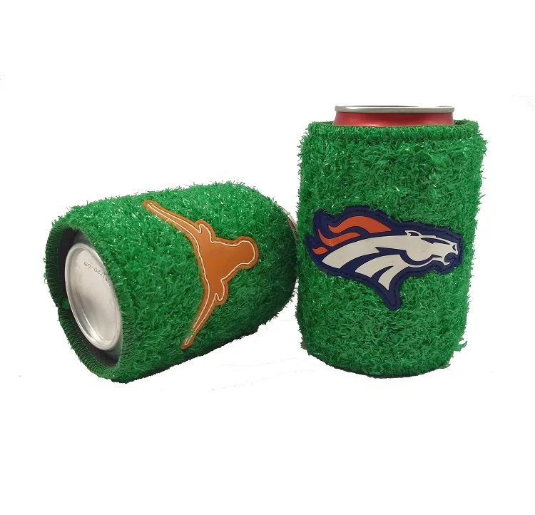 Neoprene Artificial Grass Can Cooler Turf Stubby Holder Custom Stitched