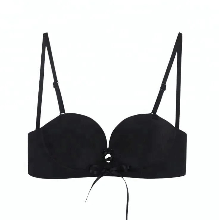 सुंदर काले डिजाइन धक्का strapless नायलॉन वीआईपी आकार देसी ब्रा panty