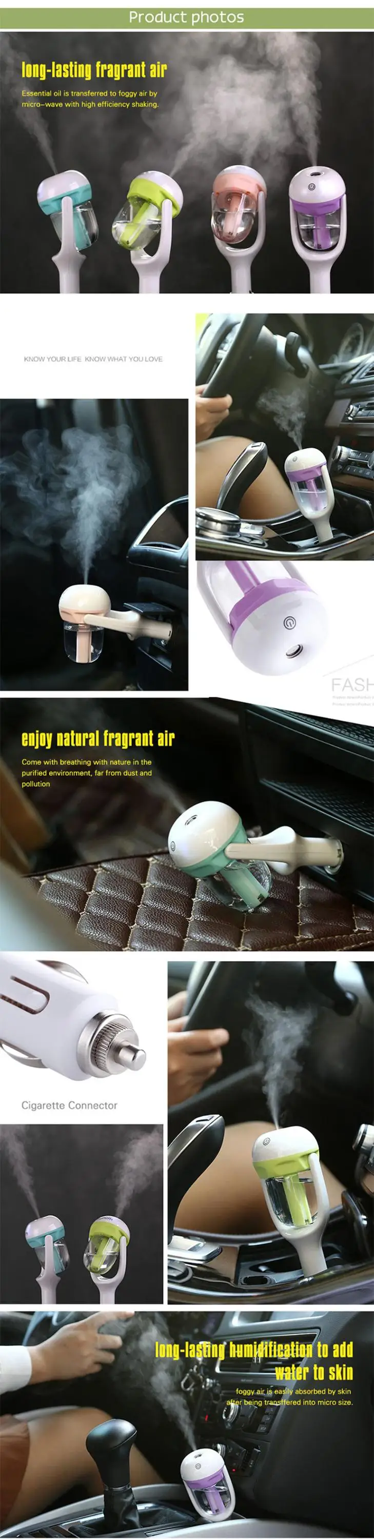 Car Aroma Diffusers & Car Humidifiers,Portable Mini Essential Oil Diffuser Aromatherapy Humidifier