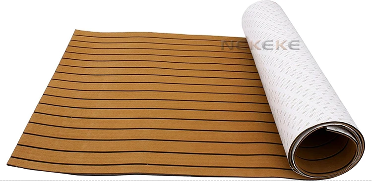 New Fashion Brown Boat Decking Sheet 94.5 X 35.4 Inch 6MM Thick Non-Skid EVA Foam Teak Decking Self-Adhesive Yacht Deck Pad mat