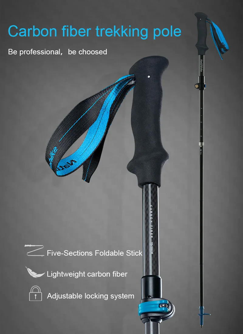 Naturehike St07 5-node 115-135cm Carbon Fiber Folding Trekking Pole