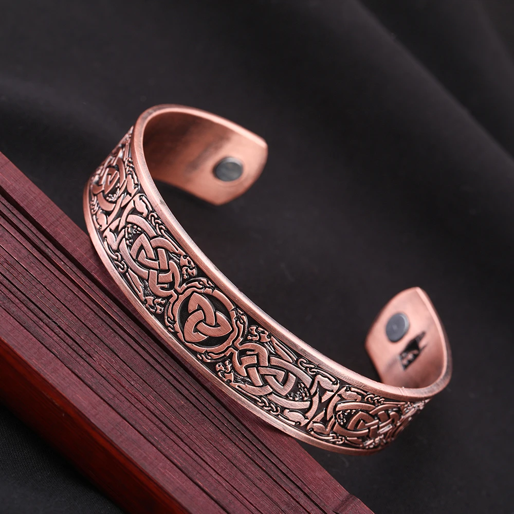 New Design Engraved Healthy Power Cuff Bangle Antique Copper Mens ...