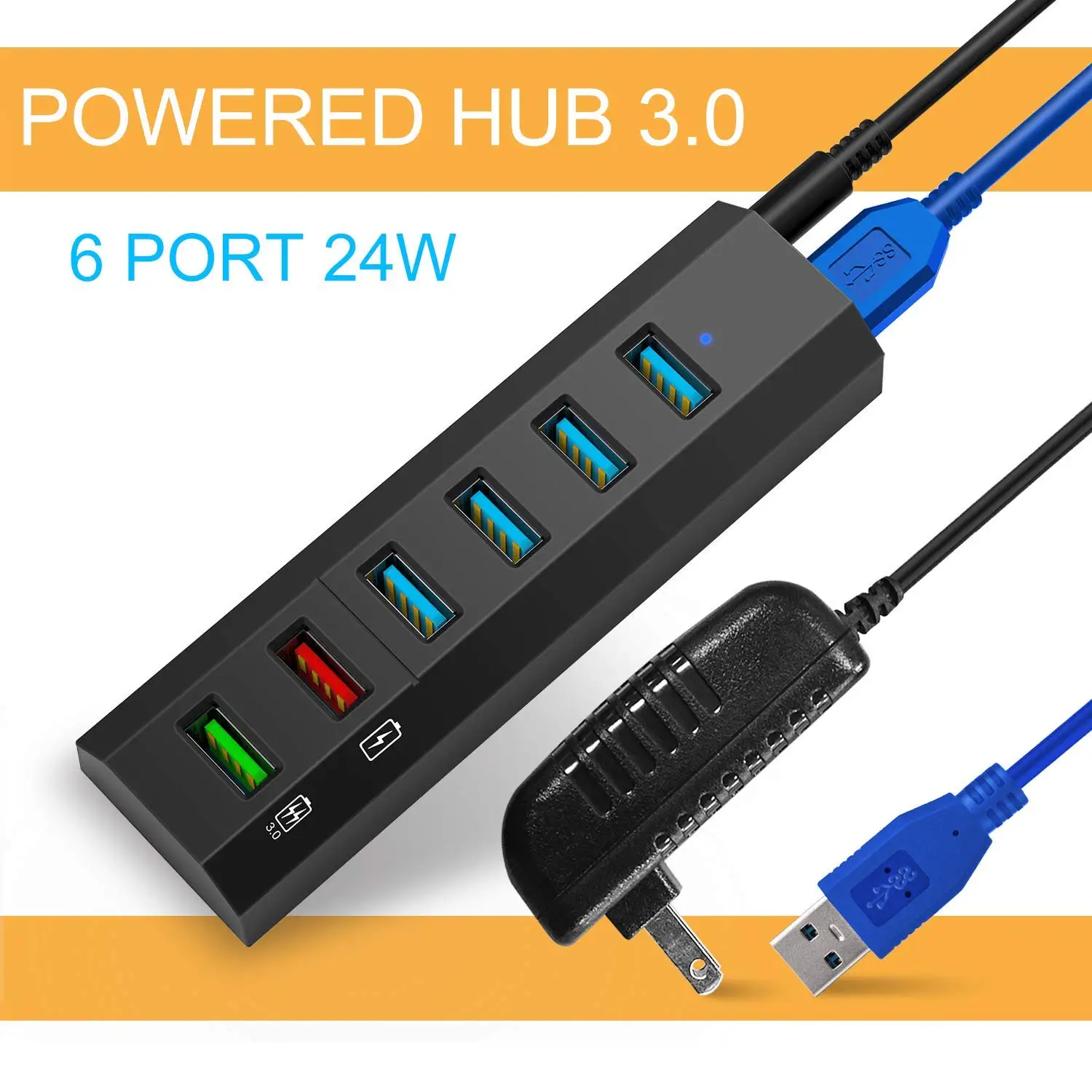 Buy SAN USB Hub 3.0 Power Hub USB Splitter 6 USB Port with BC1.2 USB