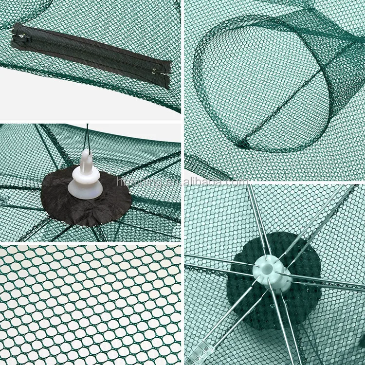 Trap Net Fishing Camaron Cage Portable Umbrella Style Foldable with 12 Hole Q9I2 
