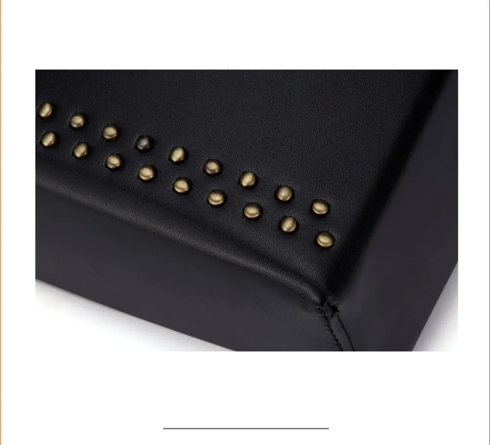 Women Black Faux Leather Single Shoulder Bags with Rivet 4).jpg