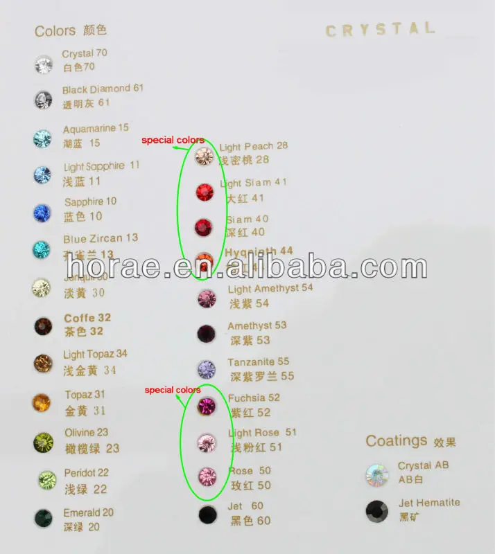 A grade rhinestone color card