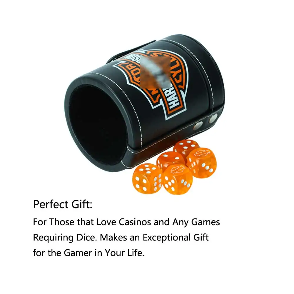 Online Shopping Free Shipping Pu Leather Dice Cup With Lid Set With 5