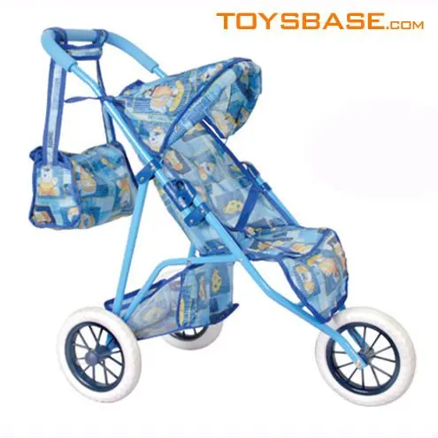 blue doll stroller