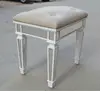 Unpholstery Button Bedroom Mirrored Stool in White Finish