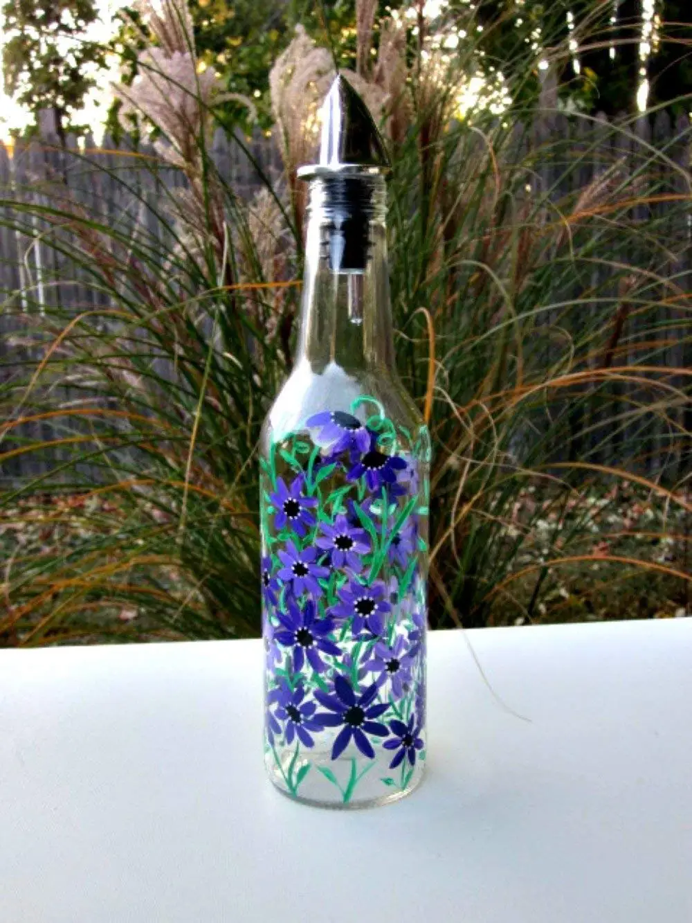 Decorative Dish Soap Dispenser Oil Vinegar Gl Dispensing Dish Soap Dispenser Oil And Vinegar Bottle Hand Painted Gl Kitchen Decoration Purple Flowers