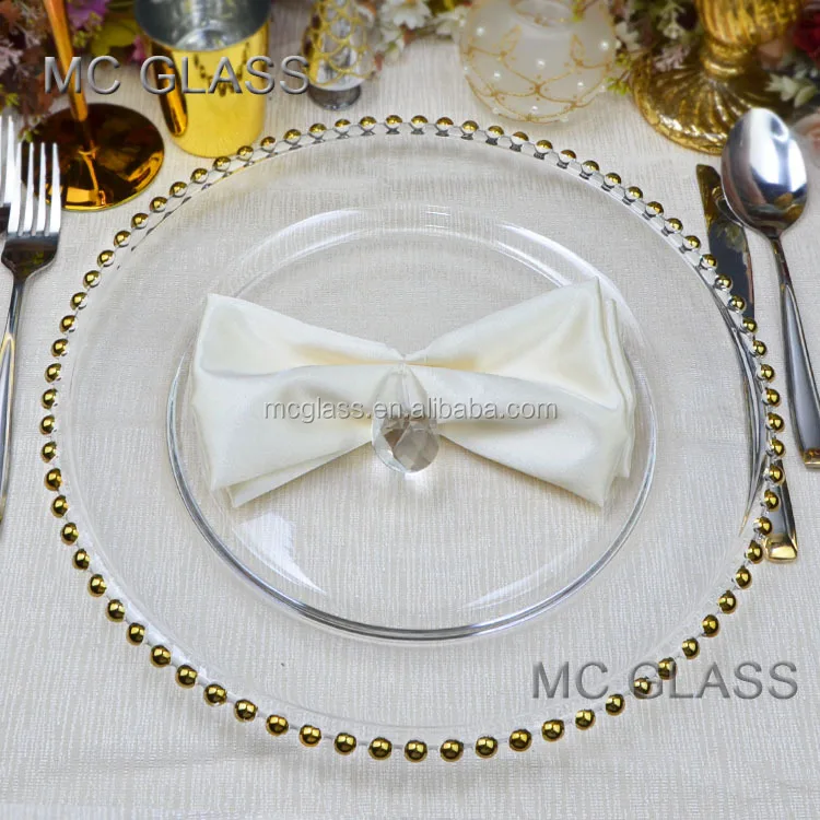 Wholesale Cheap Fancy Decoration Gold Silver Beaded Glass Wedding