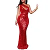 YSMARKET Red Sequined Dress Maxi Sexy Slim Fit Bodycon Nightclub Clothes Womens Long Prom Party Dresses Elegant Fashion EQ190