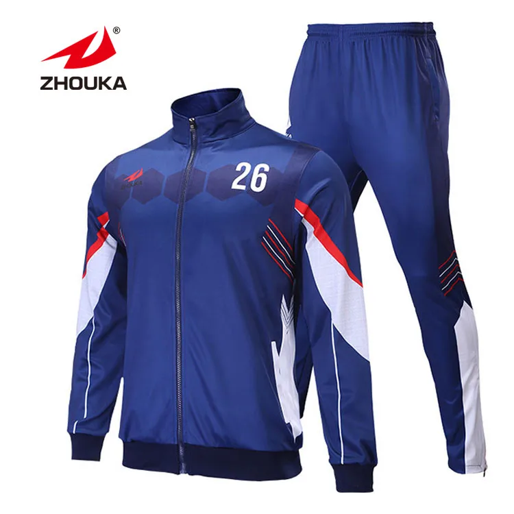 Design Your Own Sublimation Men Sweatsuit Navy Blue And White Jogging ...
