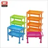 Modern stackable display with caster plastic shelf racks with wheels for storage