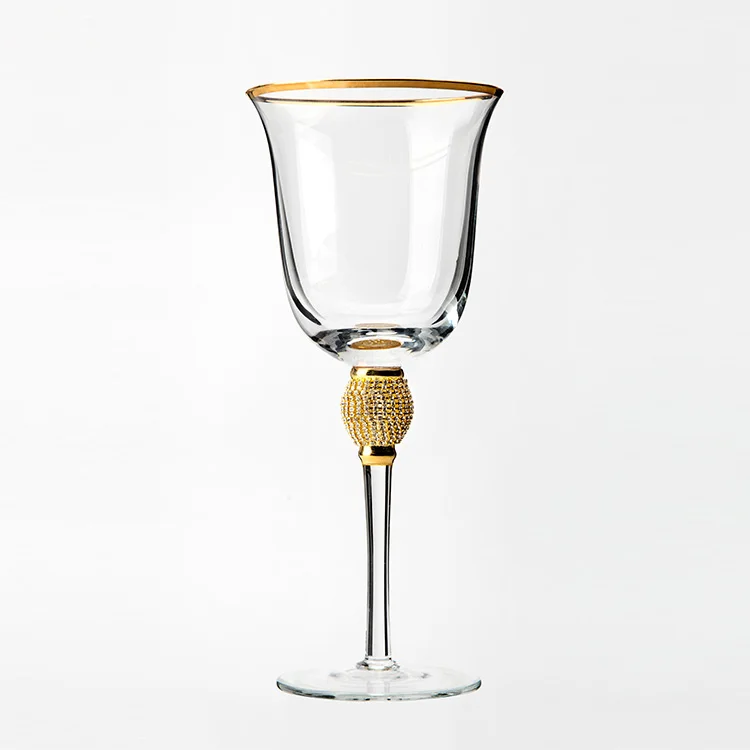 Wedding Use Transparent Crystal Gold Rim Wine Glass - Buy Gold Rim Wine ...