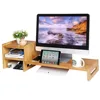 Bamboo Monitor Stand Laptop Wood Riser Cellphone TV Printer Stand