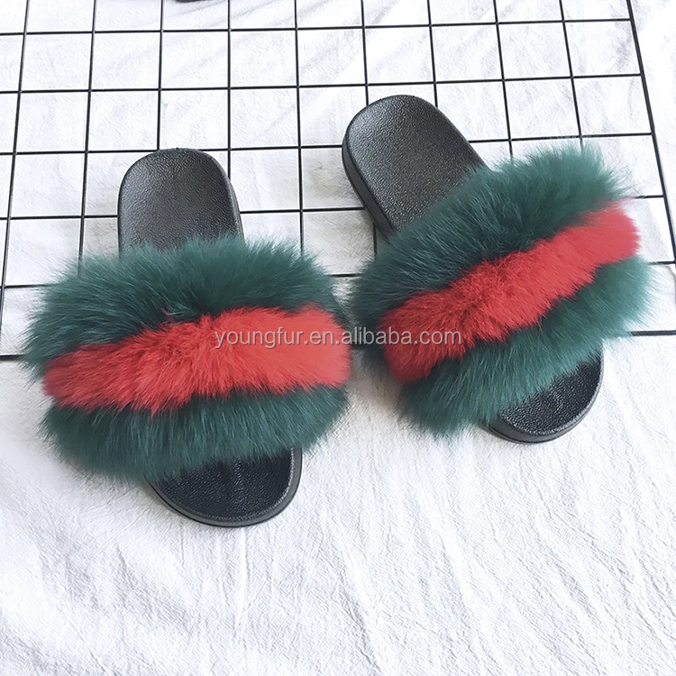 genuine fur slides