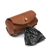 Colorful stylish handmade genuine leather poop bag with two button stud straps full grain vintage leather dog waste bag holder