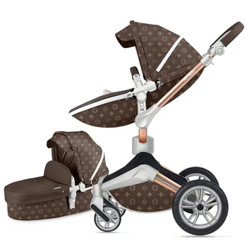 brown leather stroller