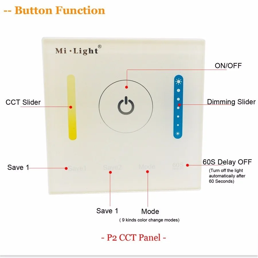 Milight LED Controller Touch Switch Panel Brightness and Color Temperature LED Dimmer For LED Strip Panel Light